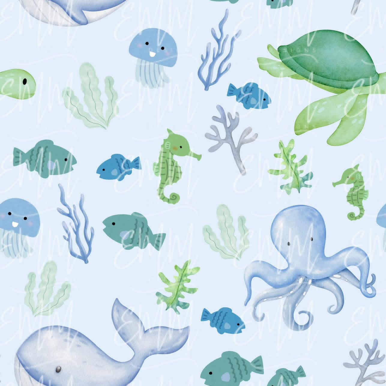 Free File Friday - Sea Creatures Blue