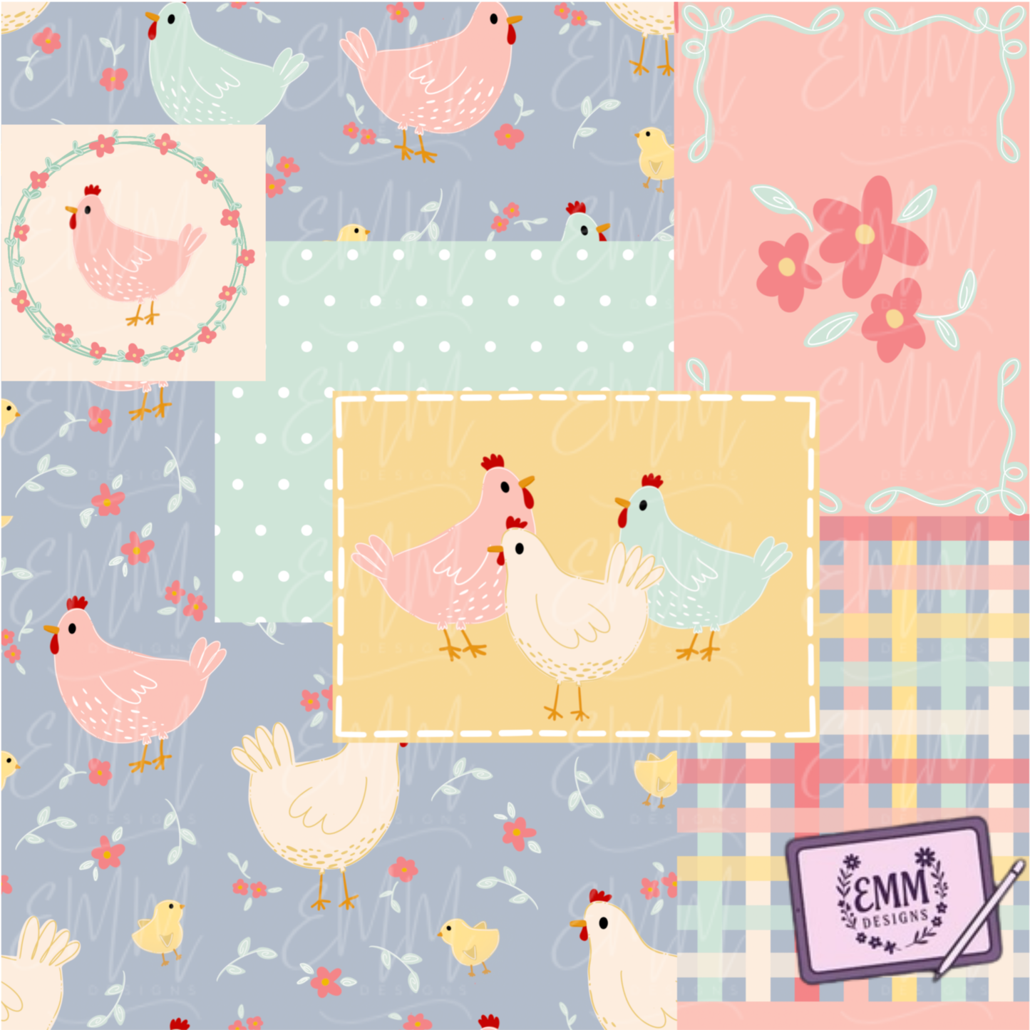 Spring – Chickens #7 | Seamless Digital Files