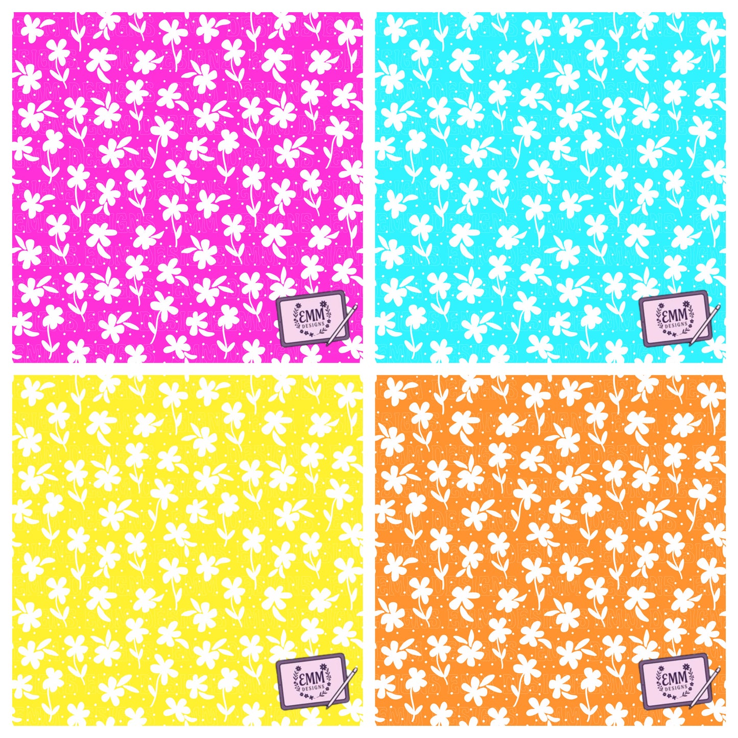 Florals – Design #71 | Seamless Digital Files - Set of 4