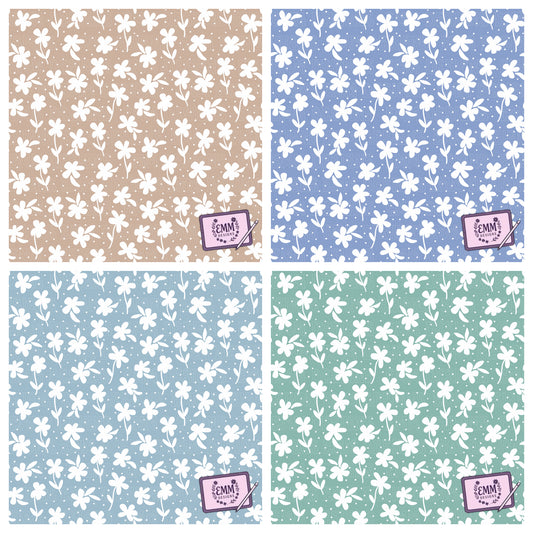 Florals – Design # 74 | Seamless Digital Files - Set of 4