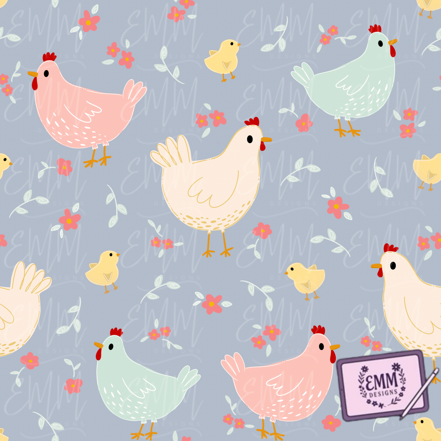 Spring – Chickens #1 | Seamless Digital Files