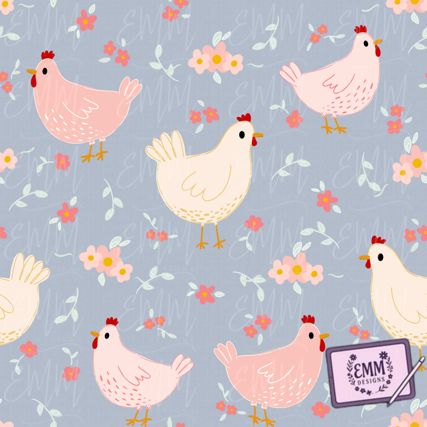 Spring – Chickens #3 | Seamless Digital Files