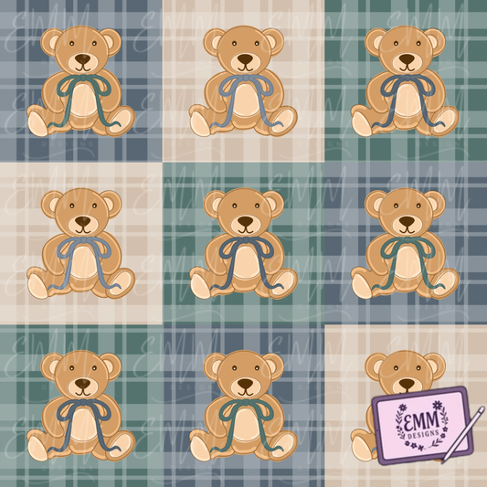 Seamless Digital Files |  Vintage Teddy Bears | Design #2