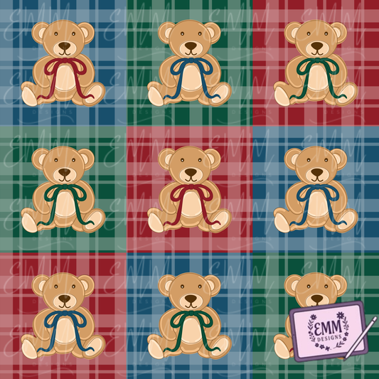 Seamless Digital Files |  Vintage Teddy Bears | Design #1