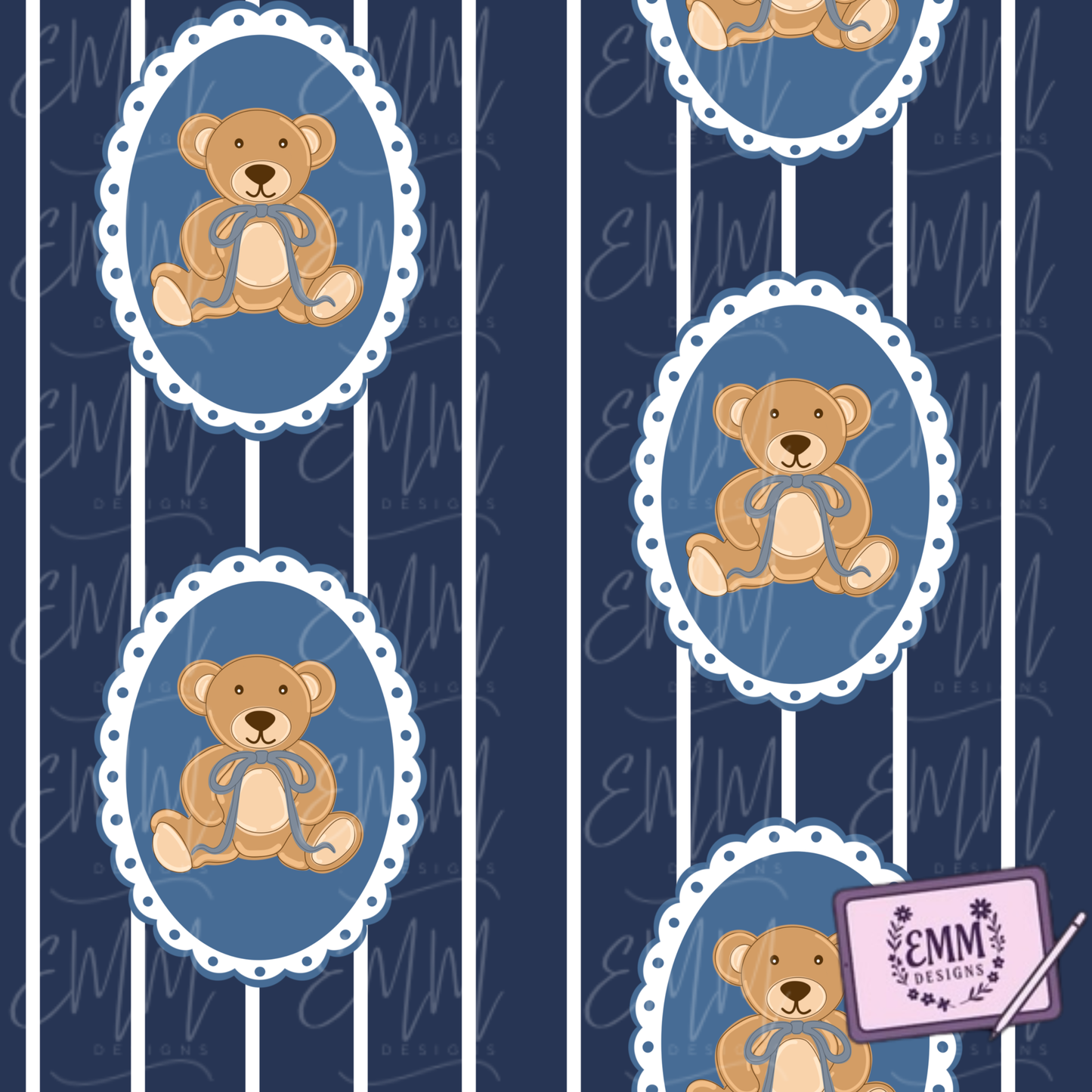 Seamless Digital Files |  Vintage Teddy Bears | Design #5