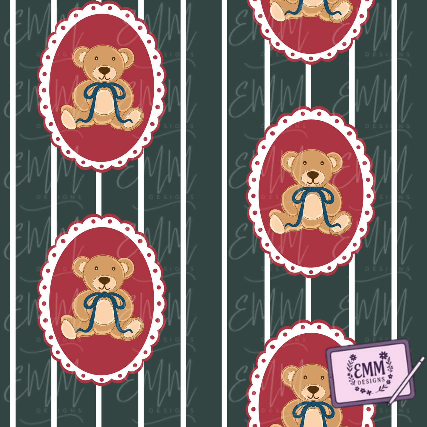 Seamless Digital Files |  Vintage Teddy Bears | Design #6